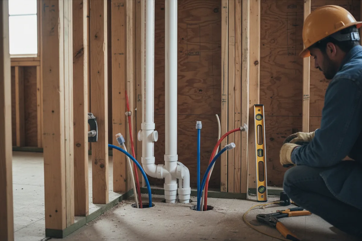 Drain and supply rough-in during Garbage Disposal Repair in Falcon