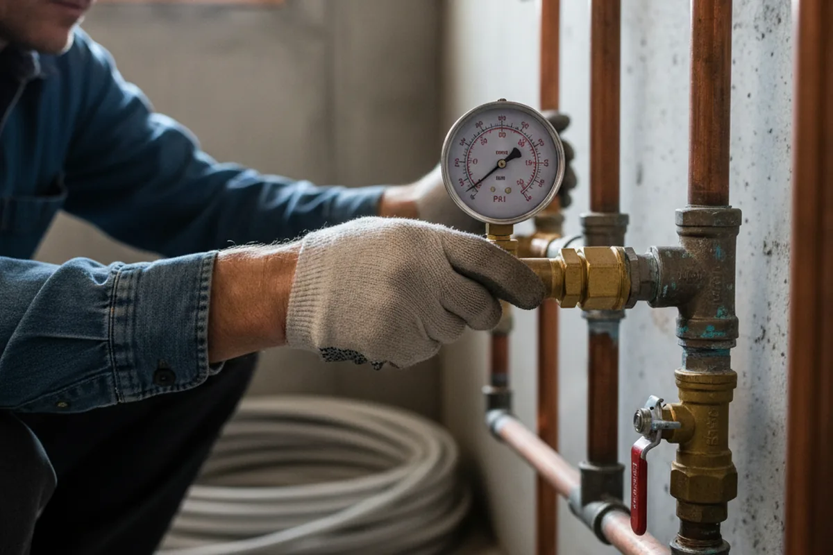 Pressure testing a repaired line during Water Line Repair in Falcon