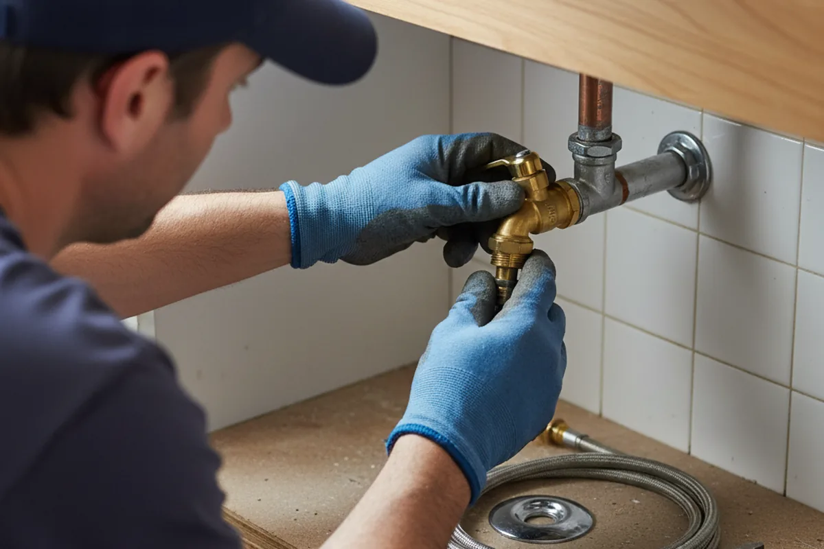 Shutoff valve and fitting work during Emergency Plumbing in Falcon